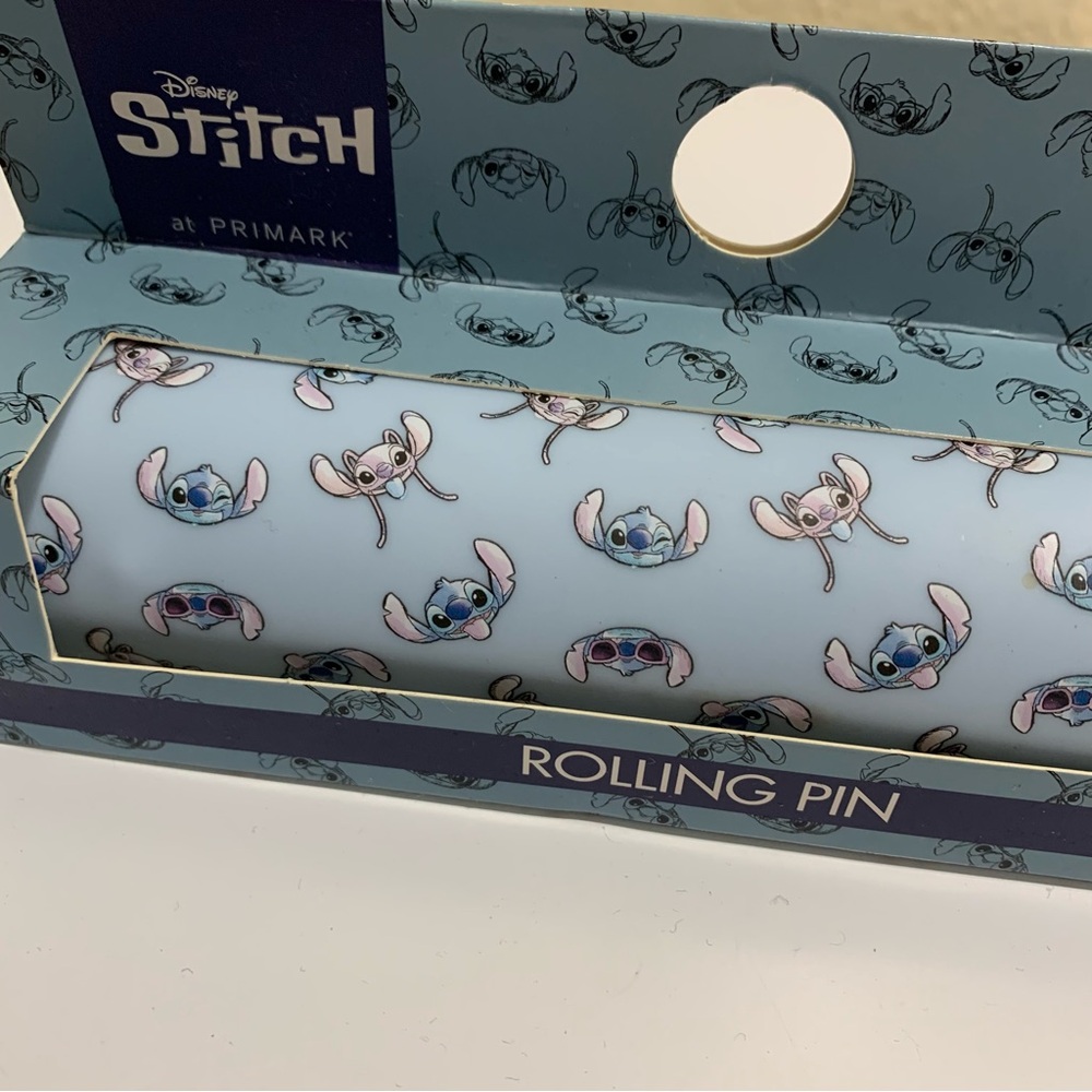 Disney Stitch & Angel Blue Patterned Rolling Pin with Wooden Handles